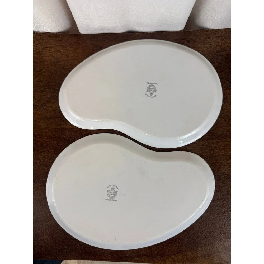 VTG PAIR (2) Aristocrat Arita Yaki MCM‎ 1950 Moon and Stars Design Snack Trays